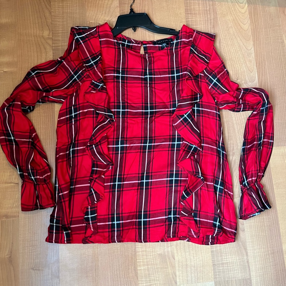 Sanctuary Plaid Long Sleeve with Ruffles